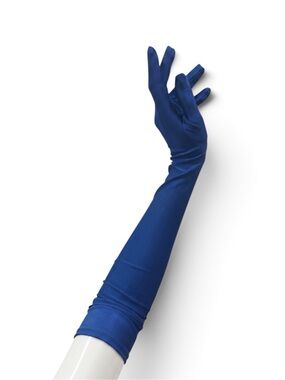 Women's Long Royal Blue Satin Look Gloves